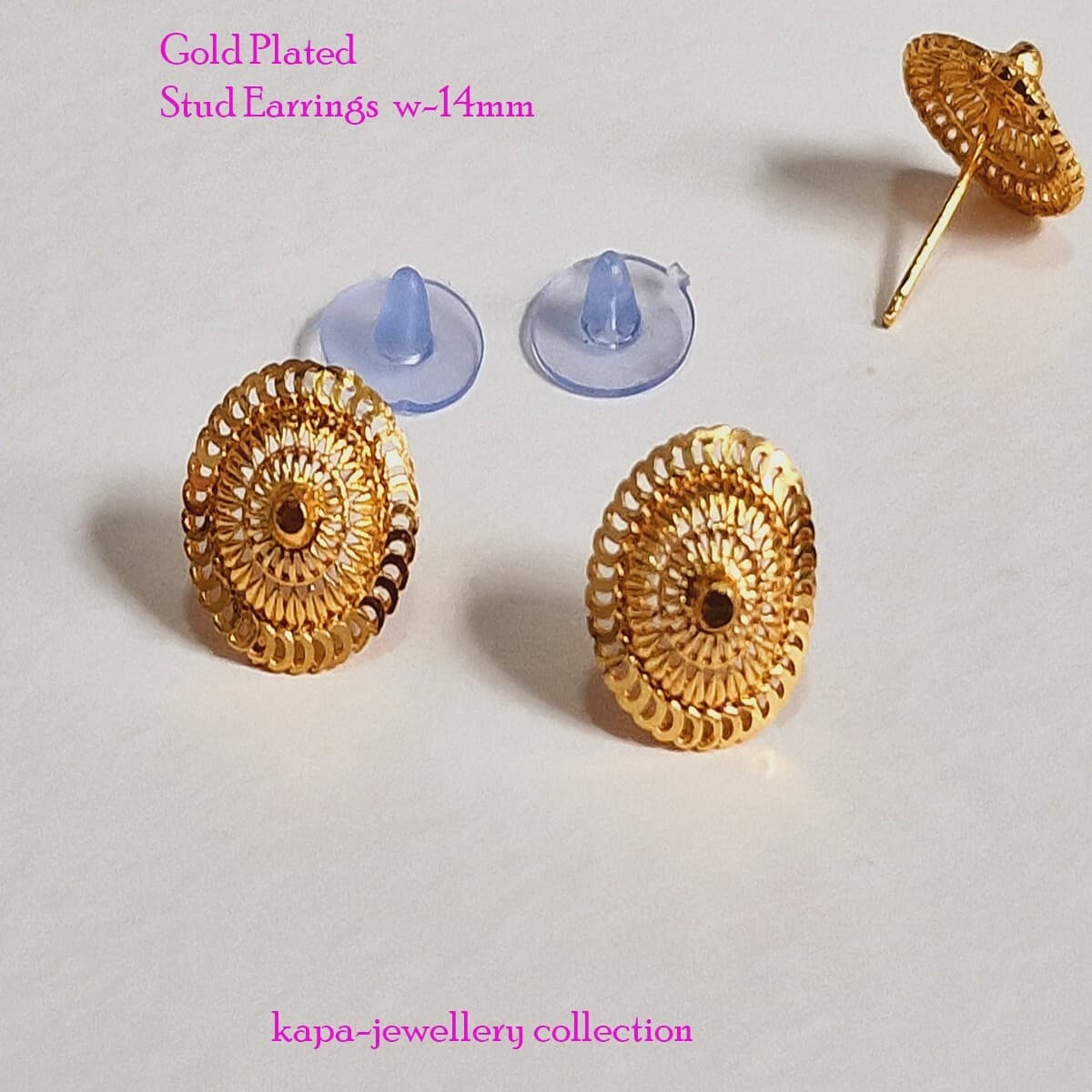 \"Gold-Plated Ear Studs - Ideal for Sensitive Ears - Beautiful Finish\"