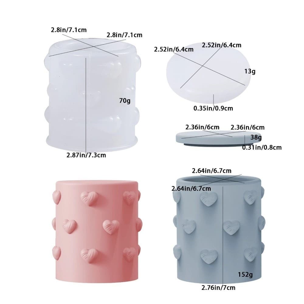 DIY Embossed Cup Molds Love Heart Plaster Cement Mould Pouring Silicone Molds view 2