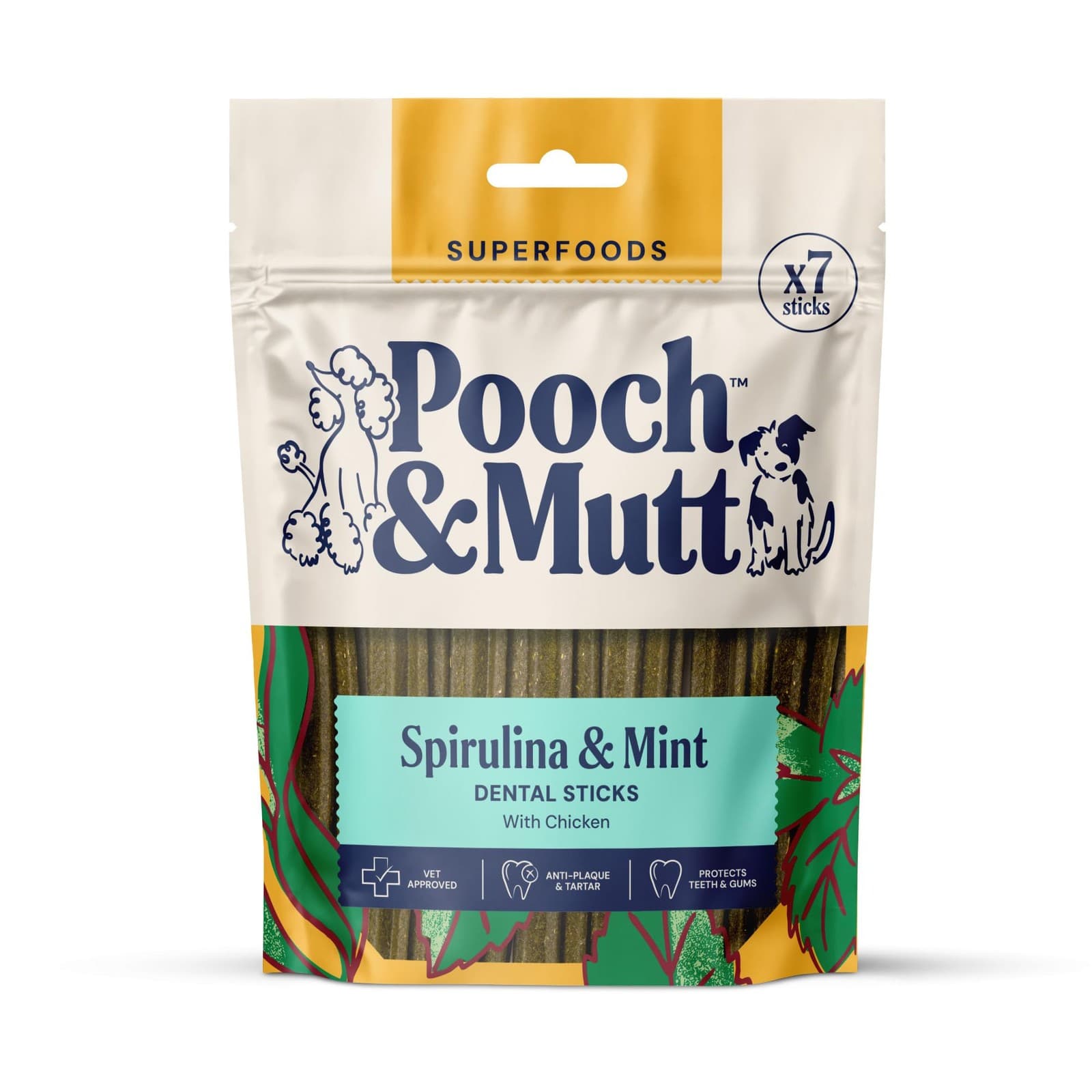 Pooch and Mutt Dental Sticks Spirulina Mint Dog Chews for Fresh Breath and Gums 7