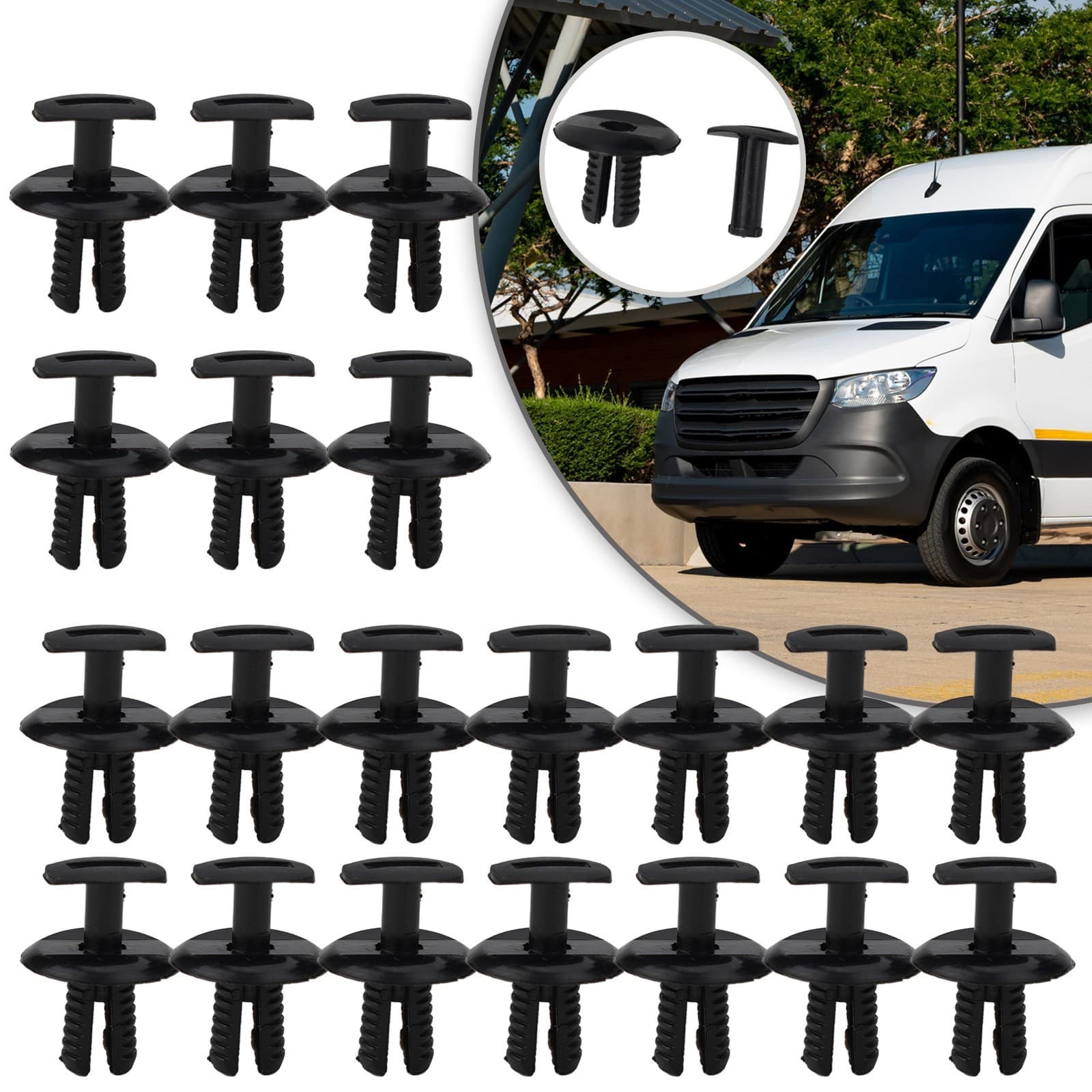 20pcs Black Plastic Clips Wheel Arch Lining Trim for Mercedes Sprinter and Vito
