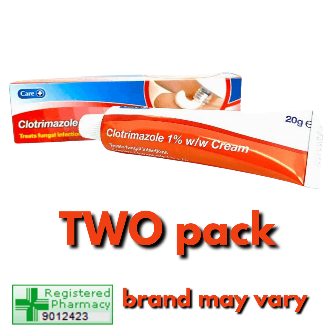 TWO Clotrimazole 1% - Treatment for Fungal Infections Thrush Rashes Ringworm