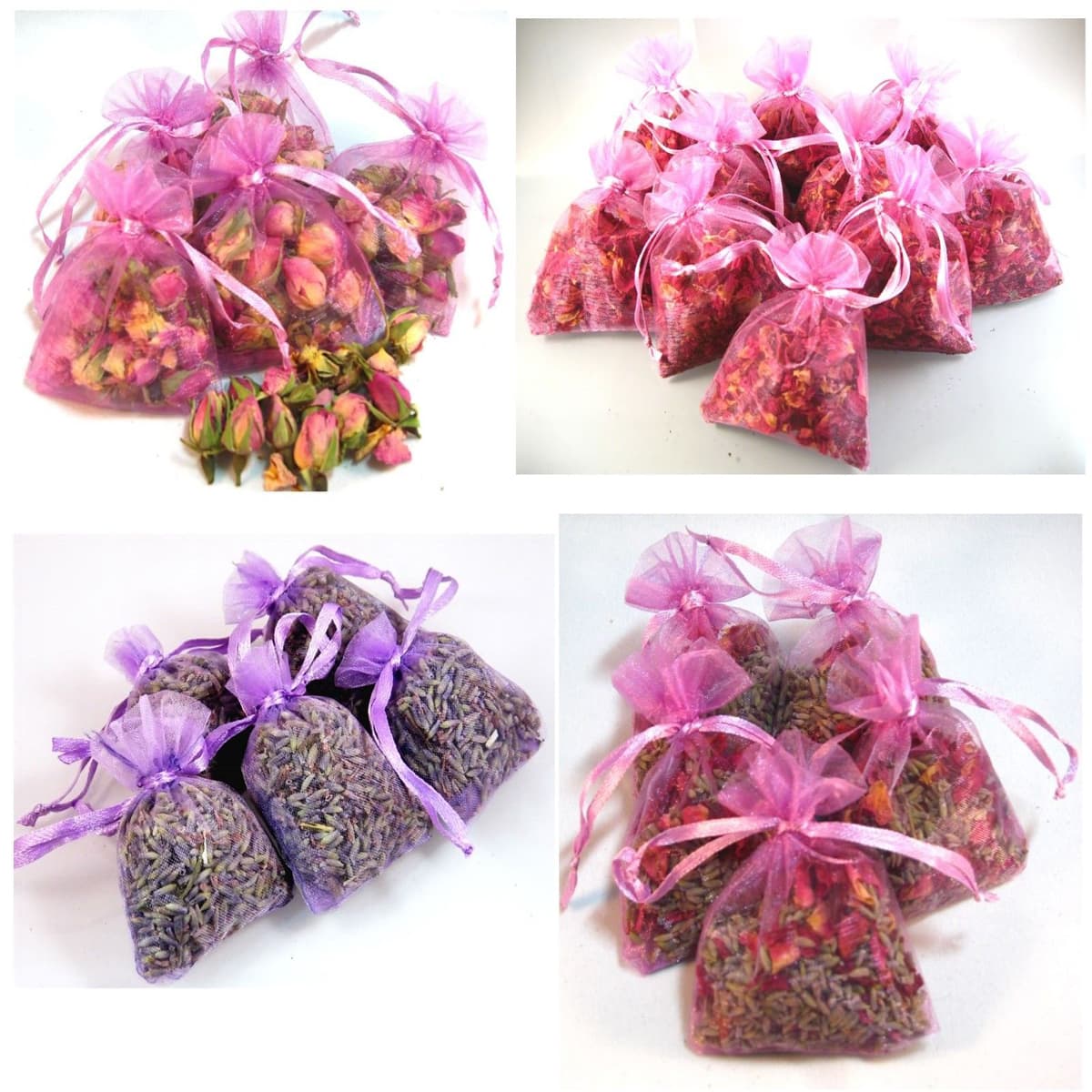 DRIED FLOWER IN ORGANZA BAG- LAVENDER ROSE CHAMOMILE MARIGOLD JASMINE PATCHOULI