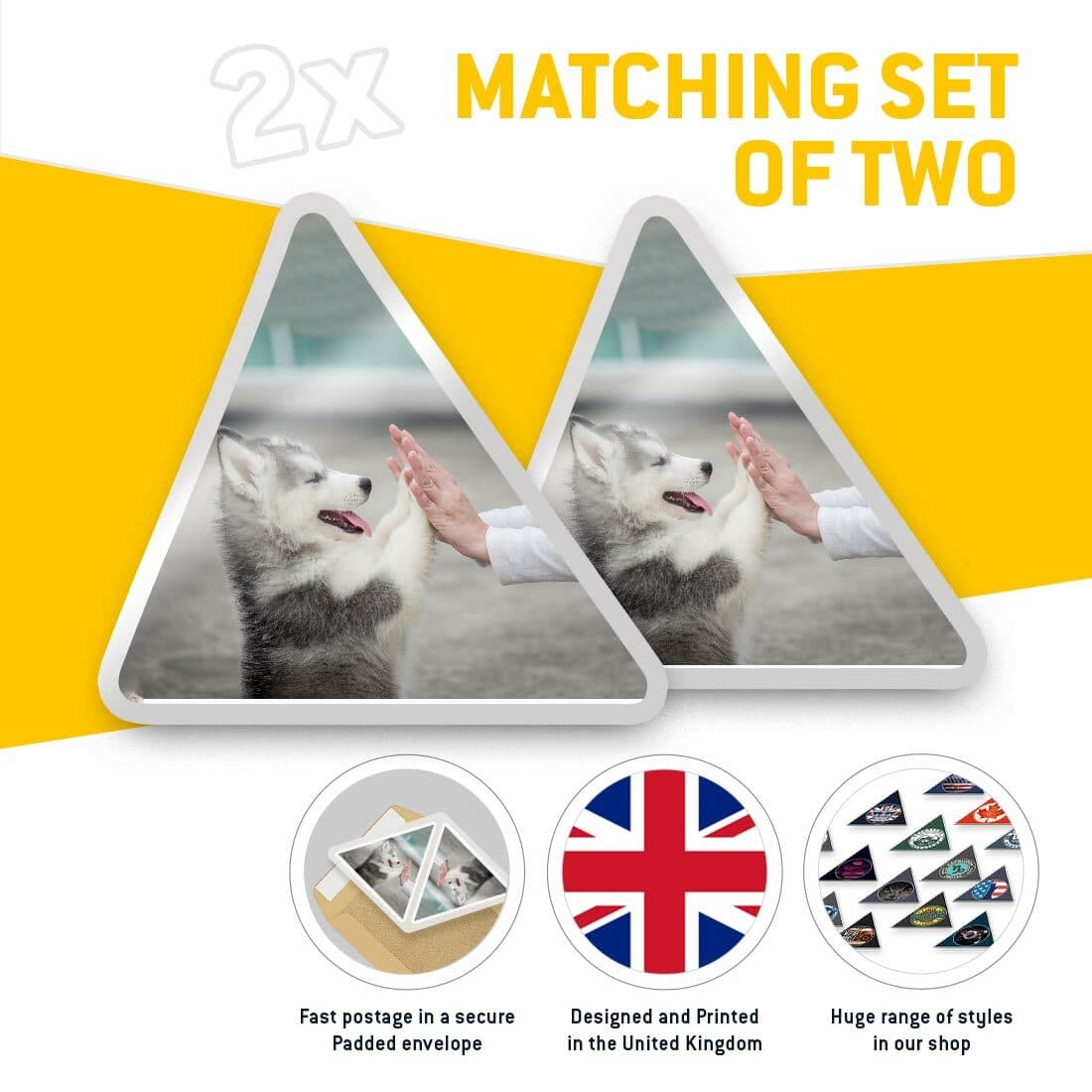 2 x Triangle Stickers 10 cm - Puppy Training Husky Dog  #21710 view 2