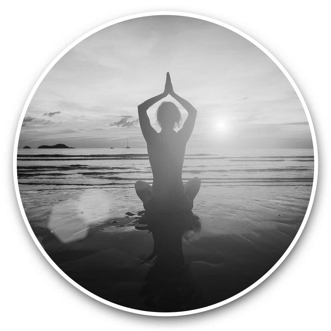 2 x Vinyl Stickers 30cm (bw) - Yoga Pose Sunset Beach Fitness  #41984