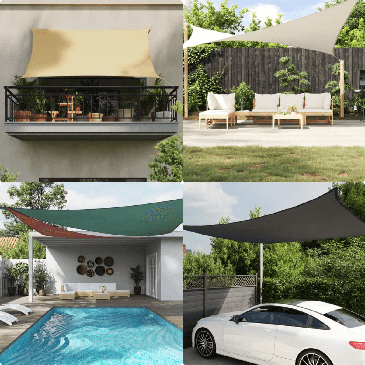 Sunshade Sail Triangular White PU Coated Oxford Fabric 3.5x3.5x4.9m UVproof Easy