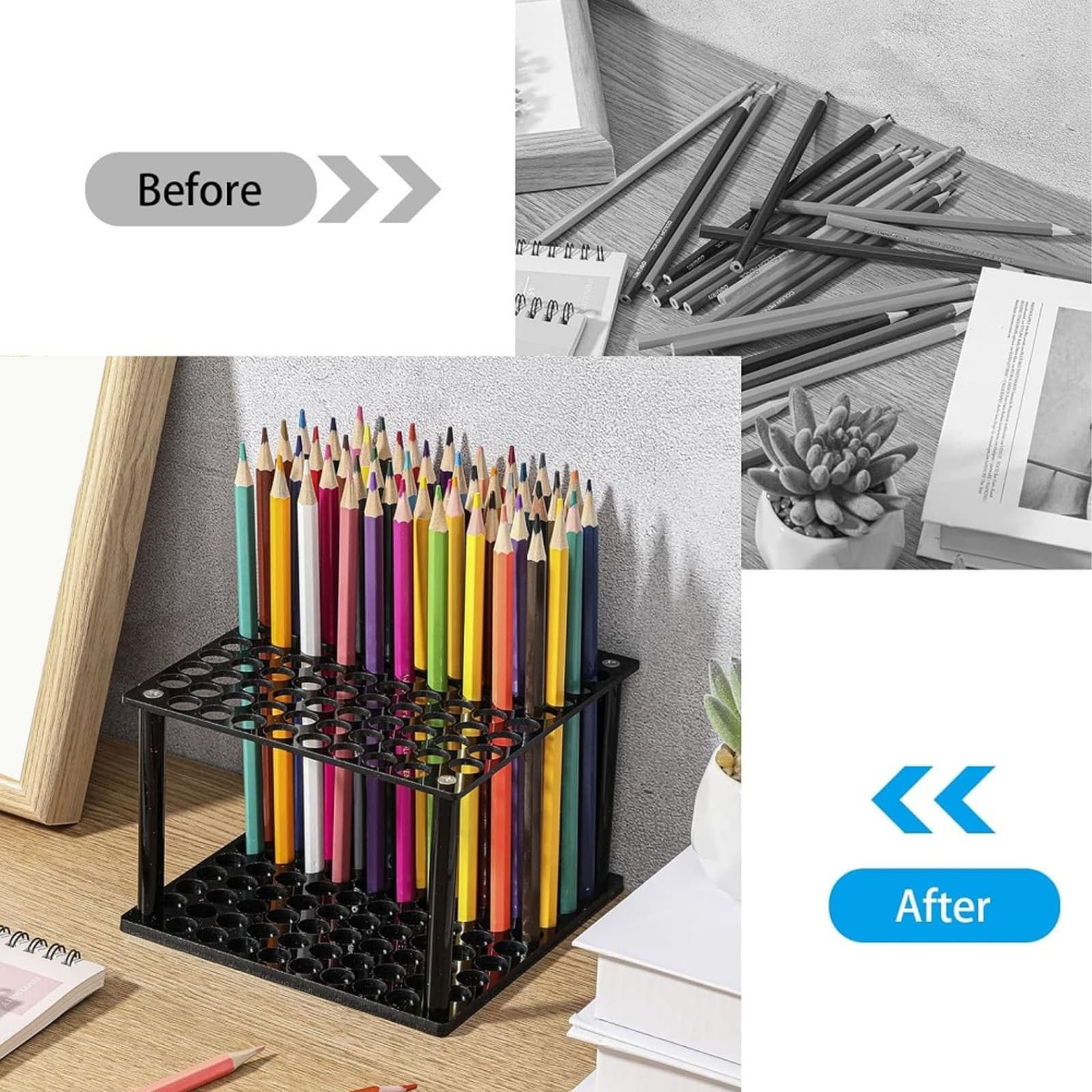 Plastic Marker Stand Acrylic Pen Holder For Home Office Stationery Store view 2