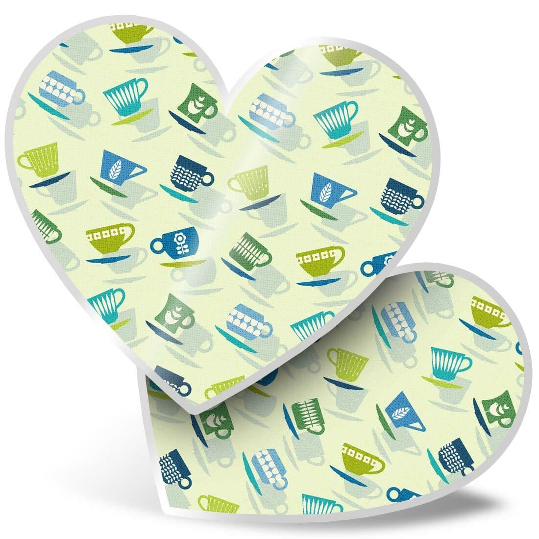 2 x Heart Stickers 15 cm - Cup and Saucer Tea Coffee #12906
