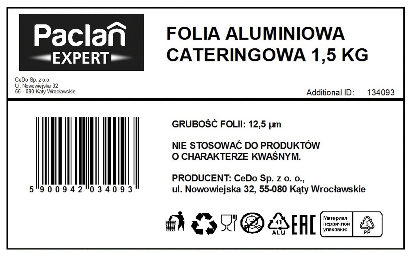 5900942034093 Paclan Expert Folia aluminiowa cateringowa 1,5kg x 45cm 17,2 my CE view 2