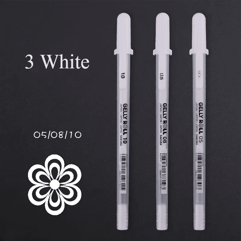 1/3PCS Gelly Roll Gel Pens Highlight Marker Journaling Art Drawing Classic White