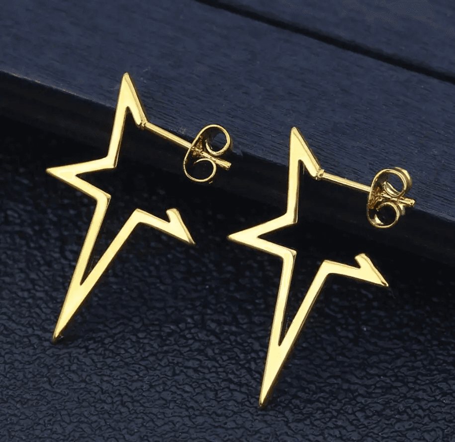 Star Stud Earrings Stainless Steel Punk Pentagram Ear Jewellery Women UK