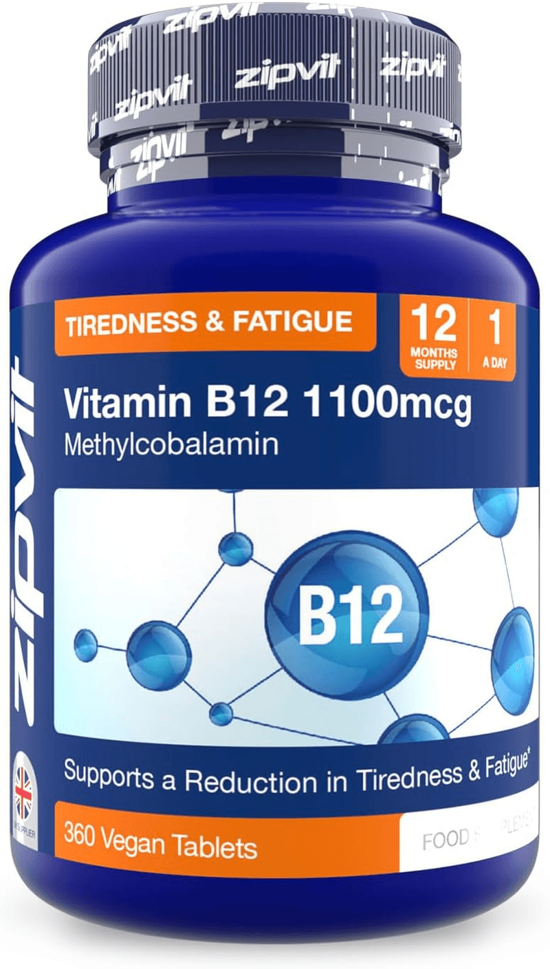 Zipvit Vitamin B12 Tablets High Strength 1100Mcg| 1 Year Supply| Pure Methylcoba
