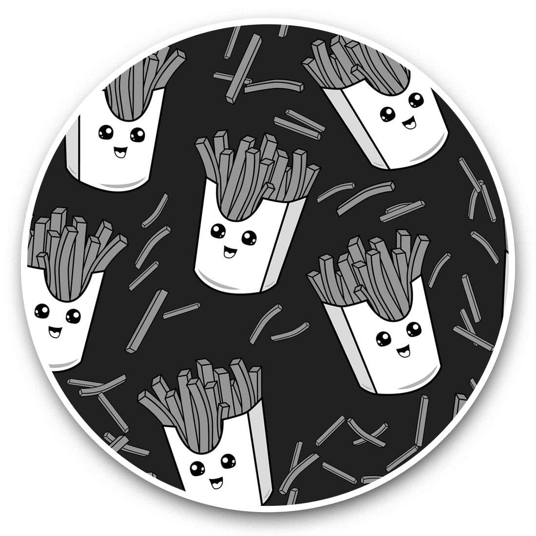 2 x Vinyl Stickers 7.5cm (bw) - Box of Fries Chips Takeaway Food  #37847