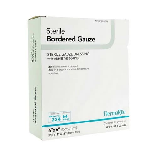 Adhesive Dressing 6 X 6 Inch Gauze Sterile Box Of 25