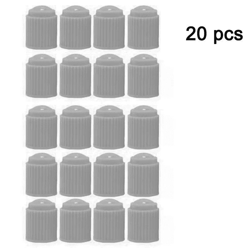20PCS Car Tire Stem Valve Caps with O Rubber Ring Covers Plastic Black Tyre Valv