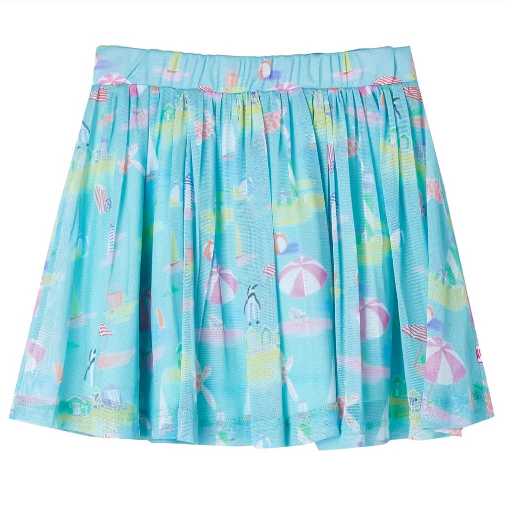 WALPLUS Kids' Pleated Skirt Light Aqua Size 128 Summer Cotton Skirt