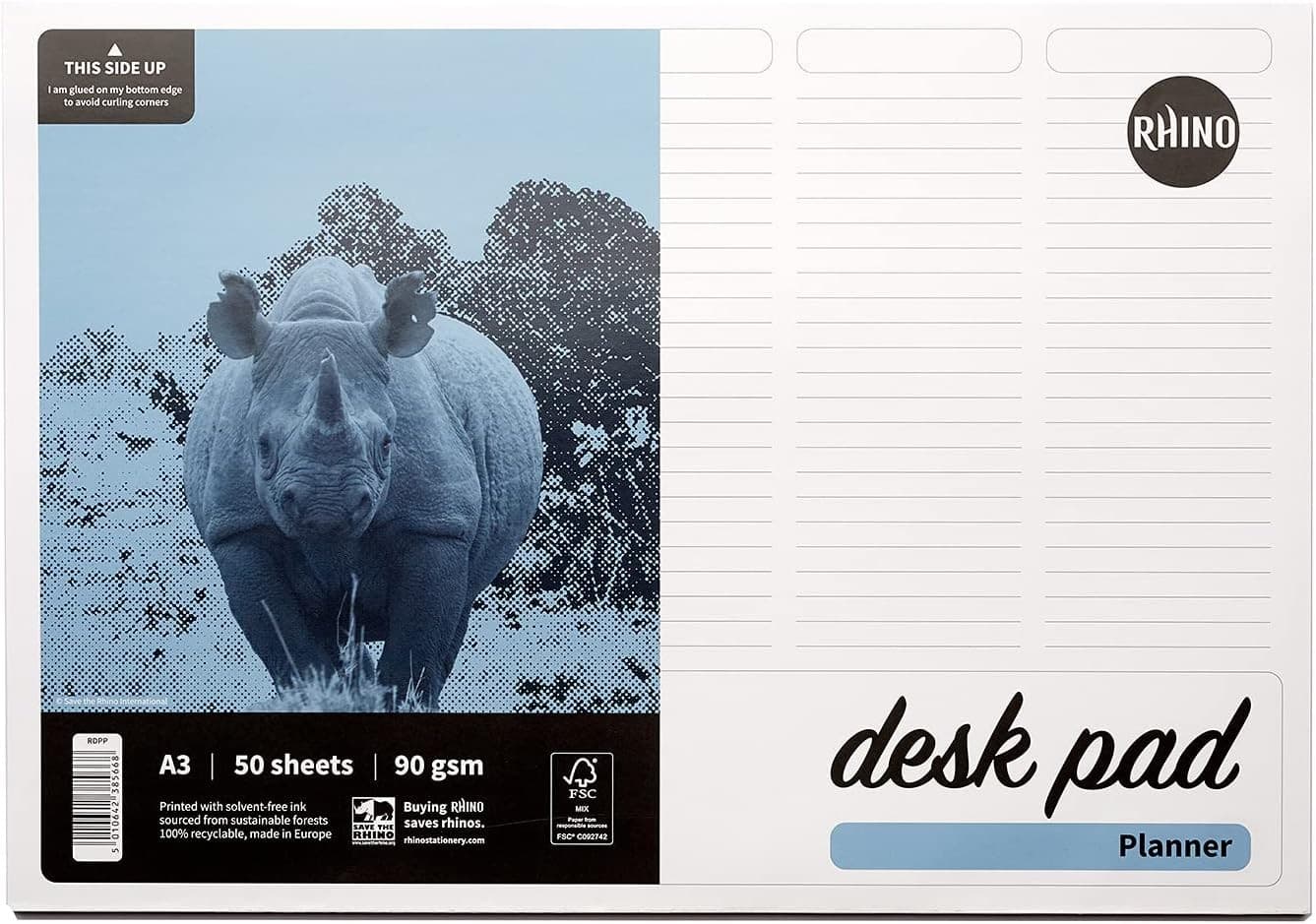 RHINO Stationery A3 Desk Pad | 5 Column Planner | A3 Desk Pad Paper | 90gsm FSC