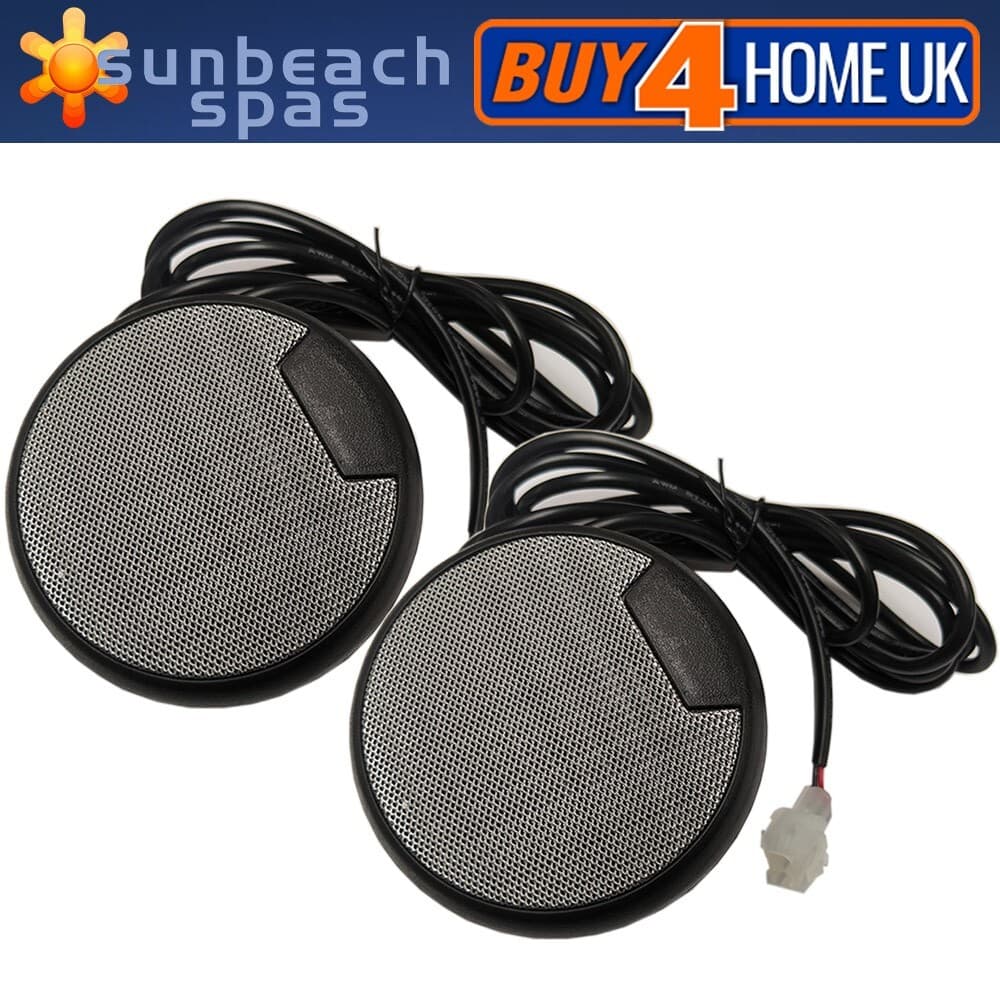 Hot Tub Speakers (Pair) - 4\" 300v Black Circle Waterproof Wired Spa Audio Sound