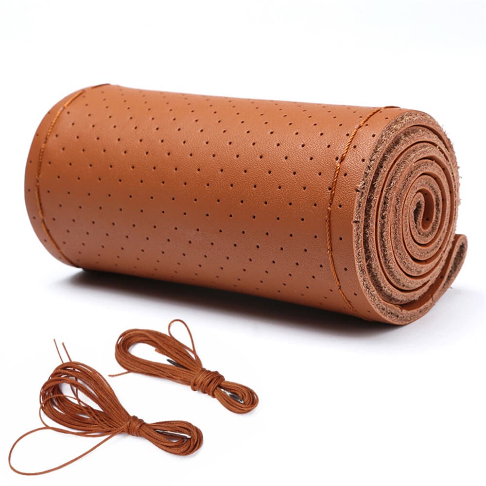 6 Color 15\"/38cm DIY Car Truck Leather Steering Wheel Cover With Needle and Thread