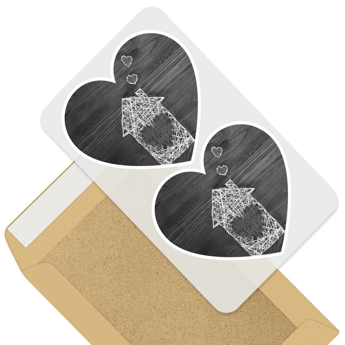 2 x Heart Stickers 7.5 cm - BW - Cute Home Heart Strings Love Family  #41380