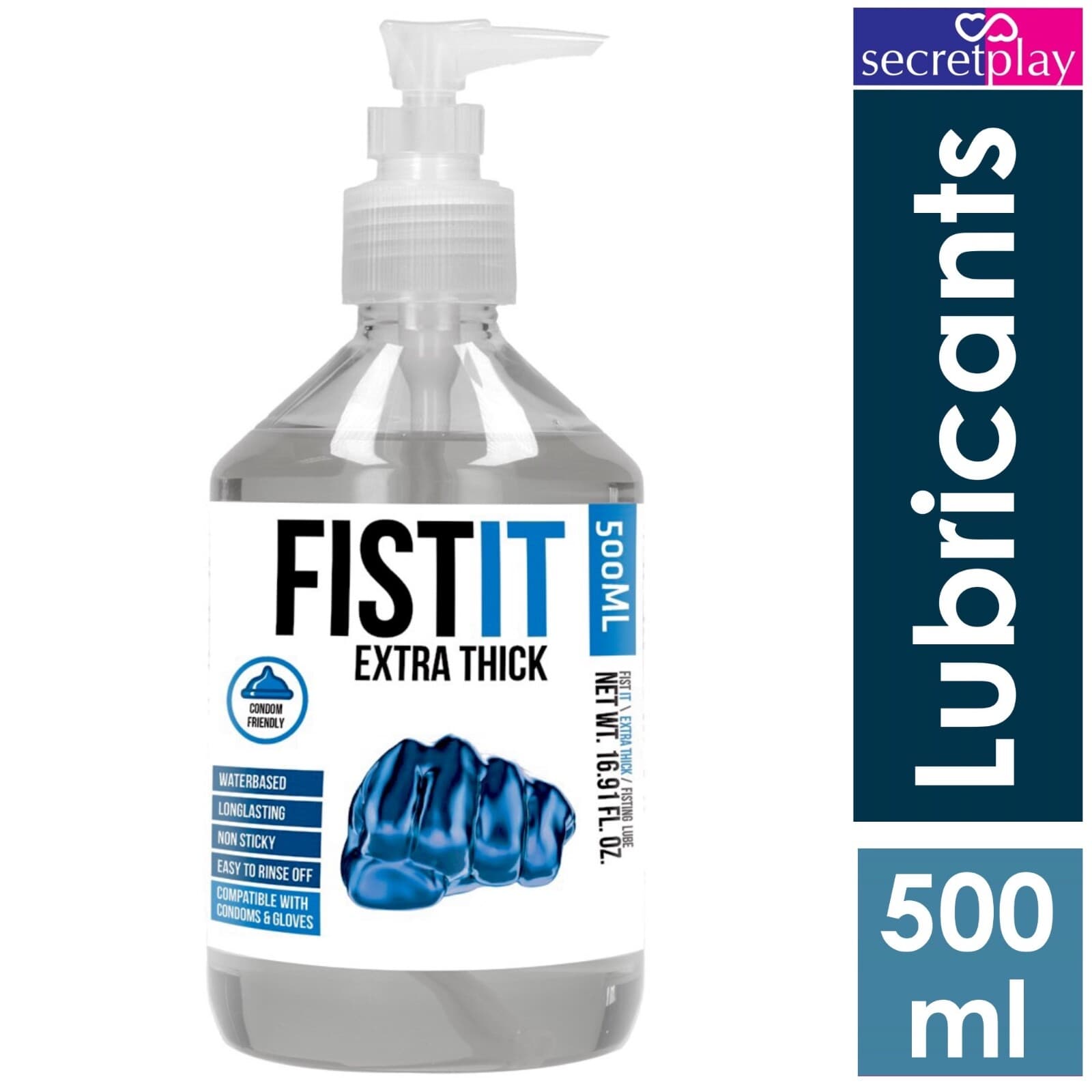 Fist it Extra Thick 500ml Pump Water Based Anal Fisting Sex Penetration Gel Lube