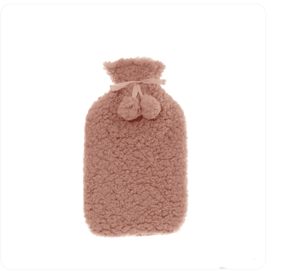 Pink Sherpa Hot Water Bottle 2 Litre Soft Fleece Cover Cosy Heat Therapy Warmer
