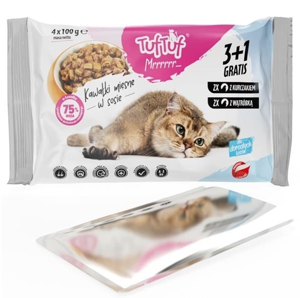 5905342251187 TUF TUF 2x with chicken| 2x with liver - wet cat food - 4x100g Tuf