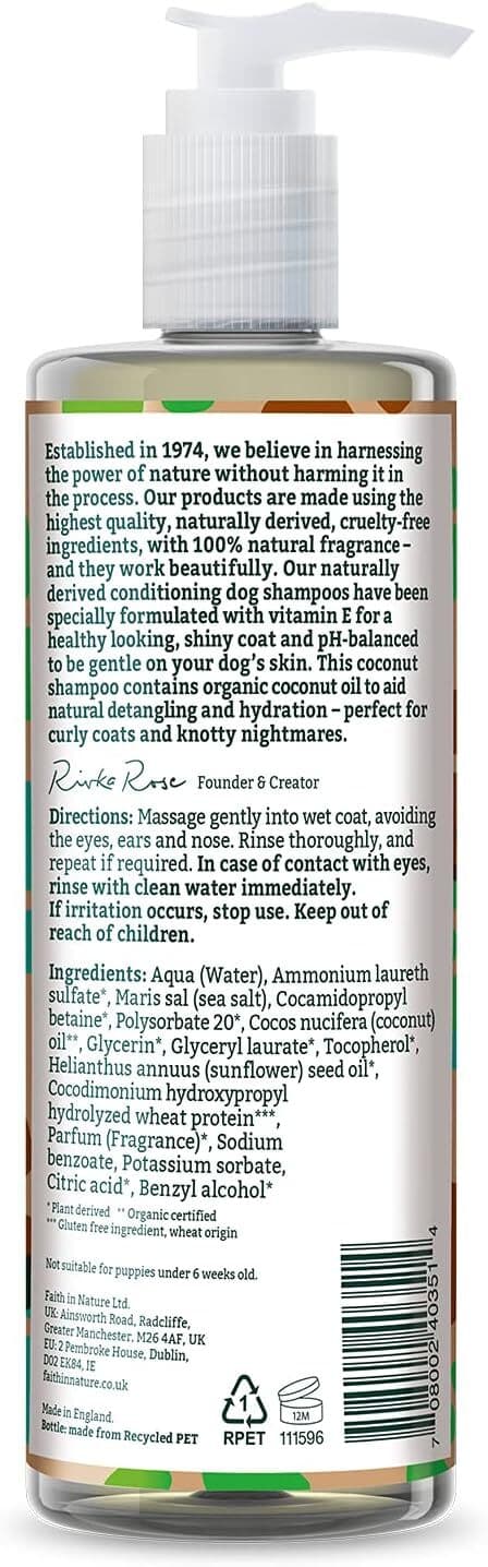 Faith In Nature Natural Coconut Dog Shampoo| Vegan and Cruelty Free| No SLS or Pa view 2