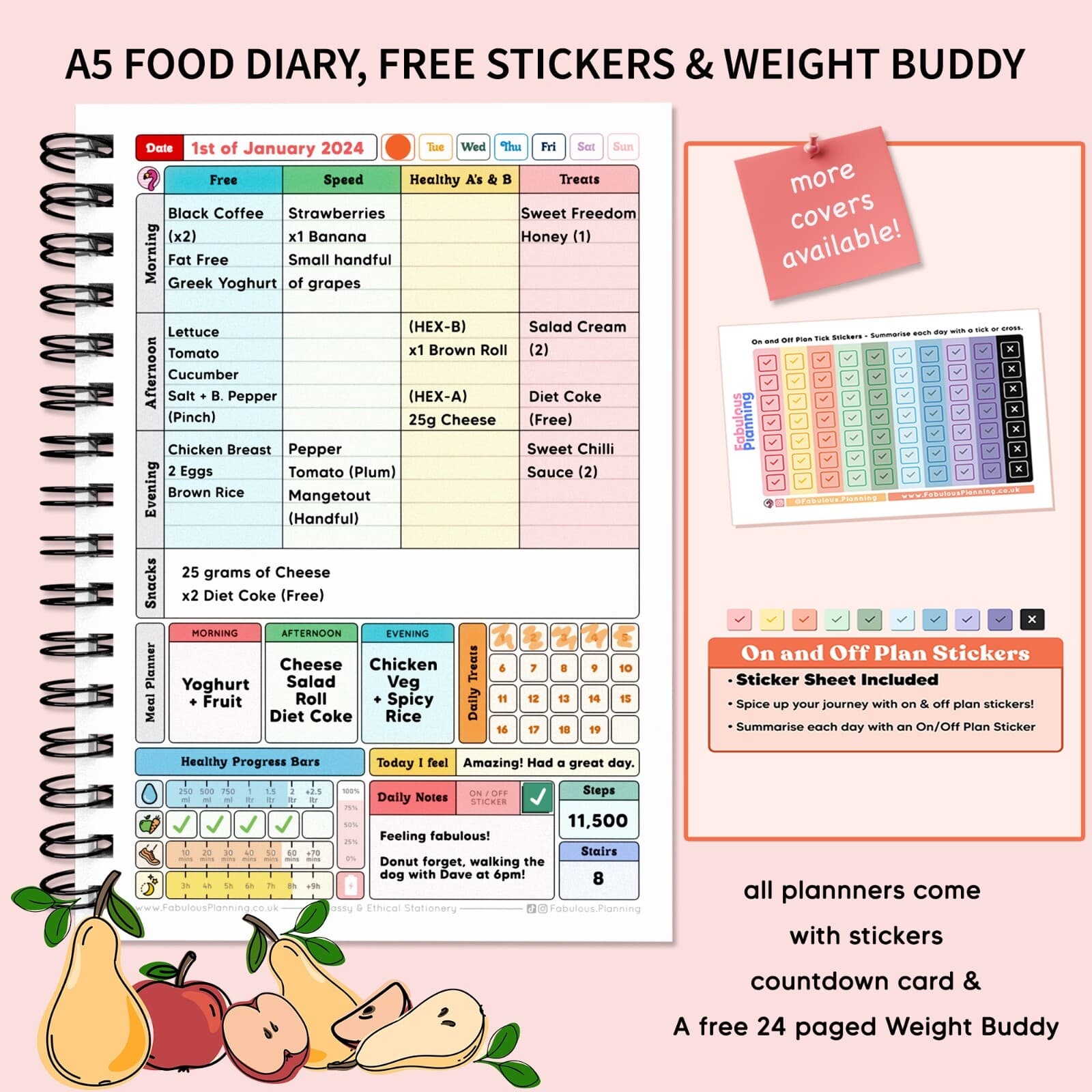 A5 FOOD DIET DIARY SLIMMING  FRIENDLY WEIGHT LOSS  LOG JOURNAL PLANNER P18 view 2
