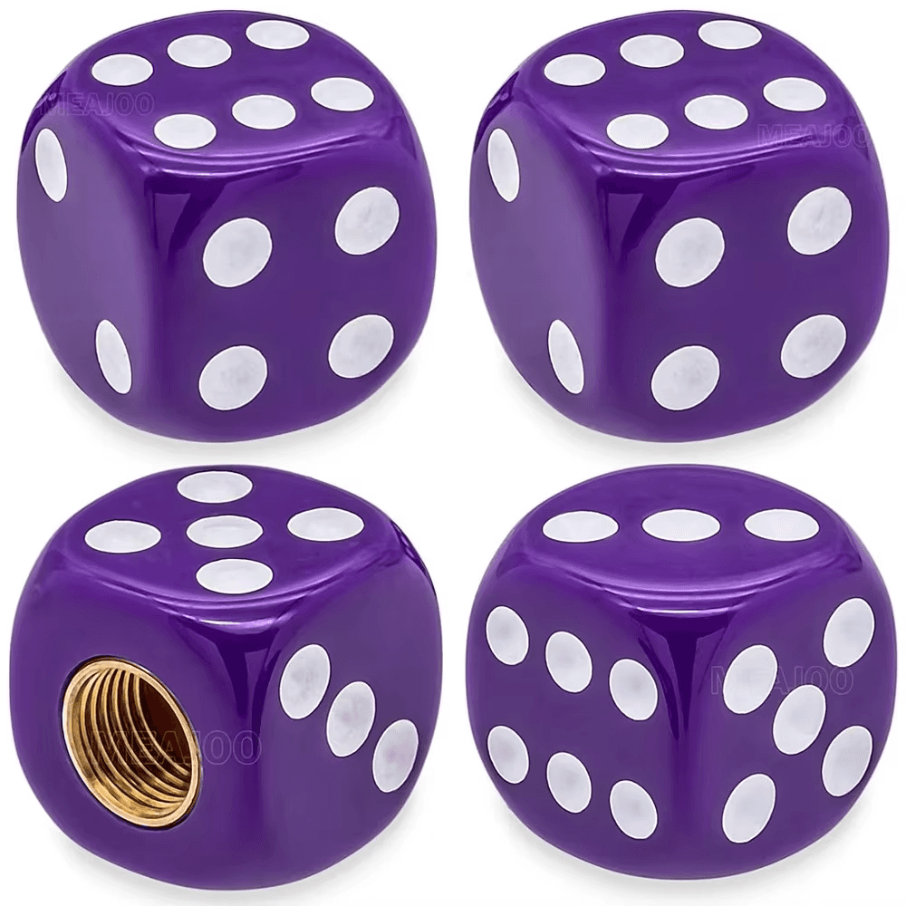 4Pcs Dice Tire Valve Stem Caps,Waterproof Airtight Car Wheel Tire Air Caps Unive