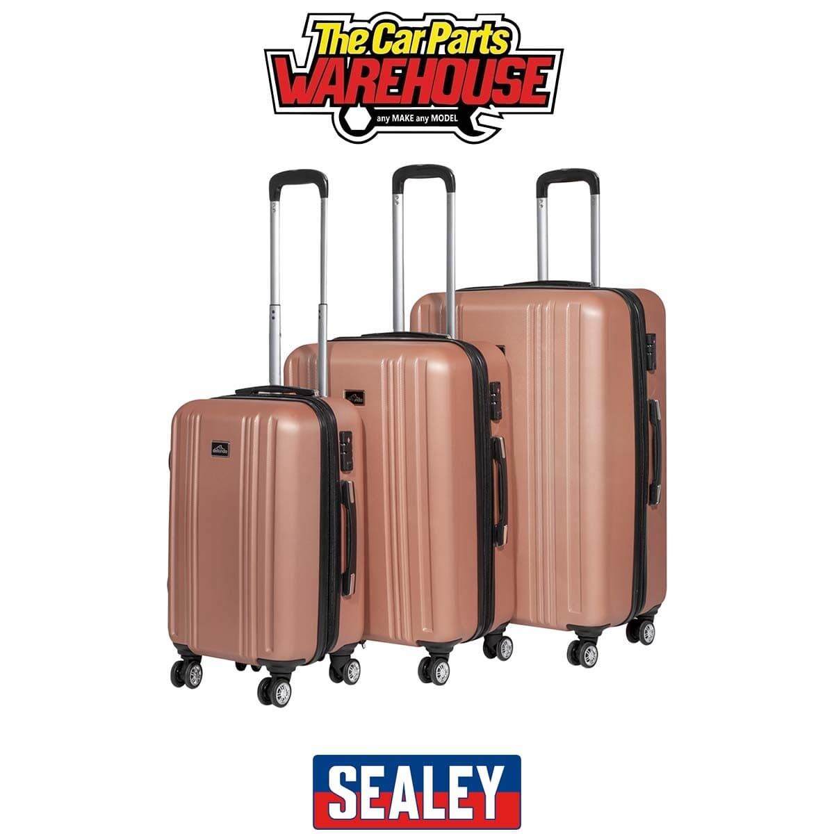Sealey DL125 Dellonda Lightweight ABS Luggage Set with TSA Lock - Rose Go