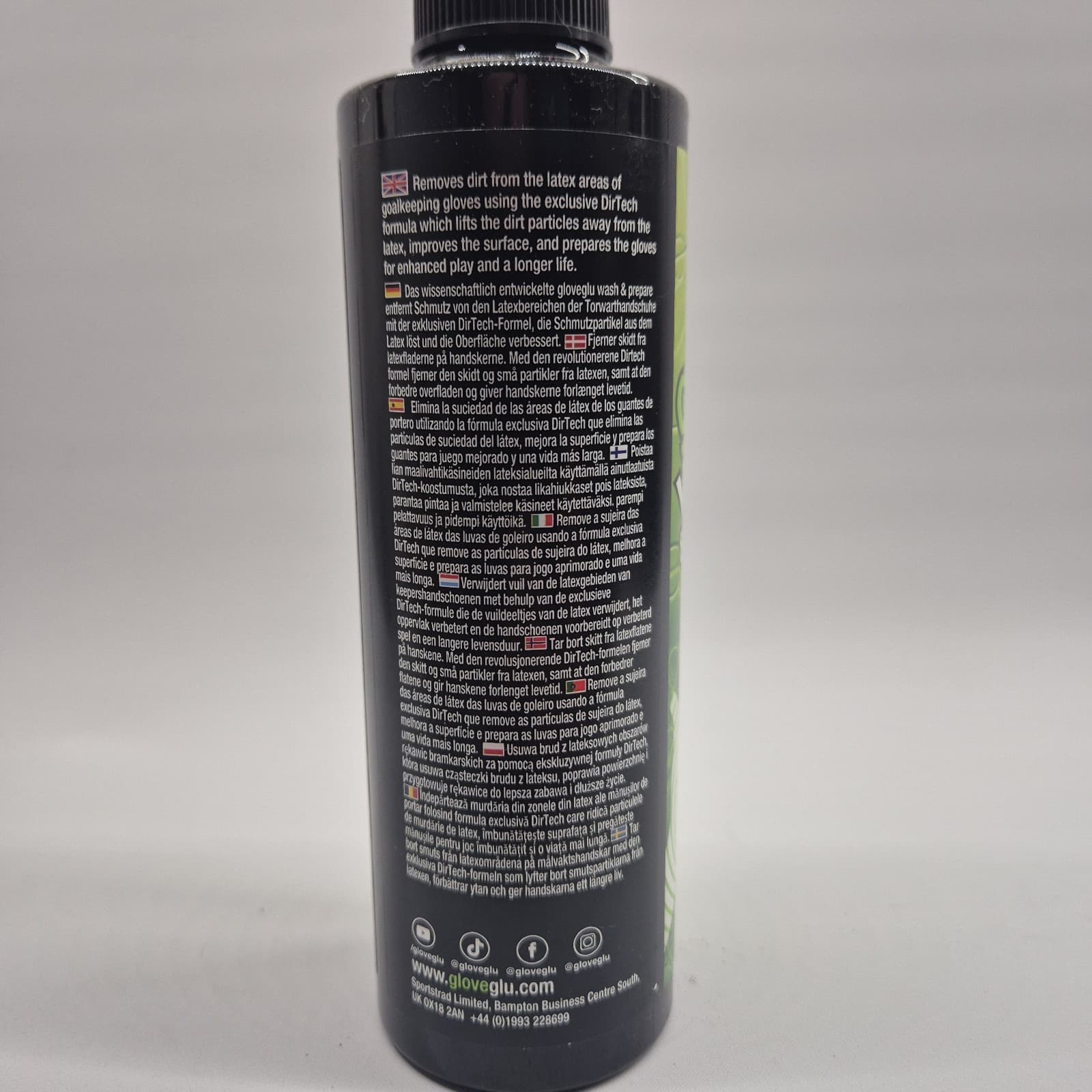 Gloveglu Wash and Prepare 250ml Goalkeeper Gloves Latex Cleaner Spray DirTECH UK view 2