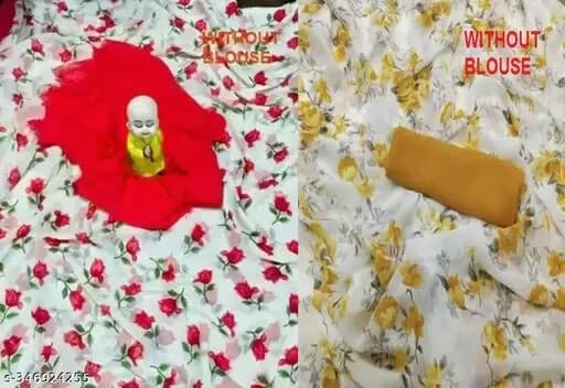 Women's Combo of Two Printed Reniyal Sarees Without Blouse