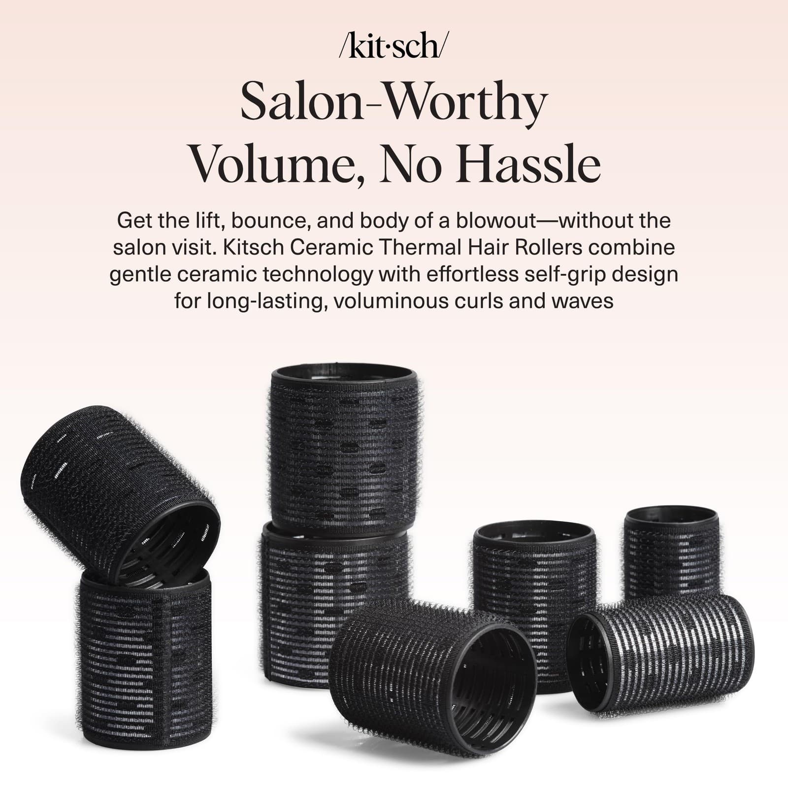 Kitsch Ceramic Thermal Hair Rollers Set 8pcs - 8 count (Pack of 1)| Black view 2