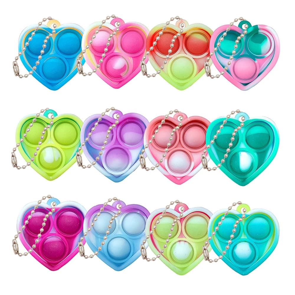 10-50PCS Mini Pop Keychain Fidget Toys Bulk Kids Party Favors Classroom Prizes
