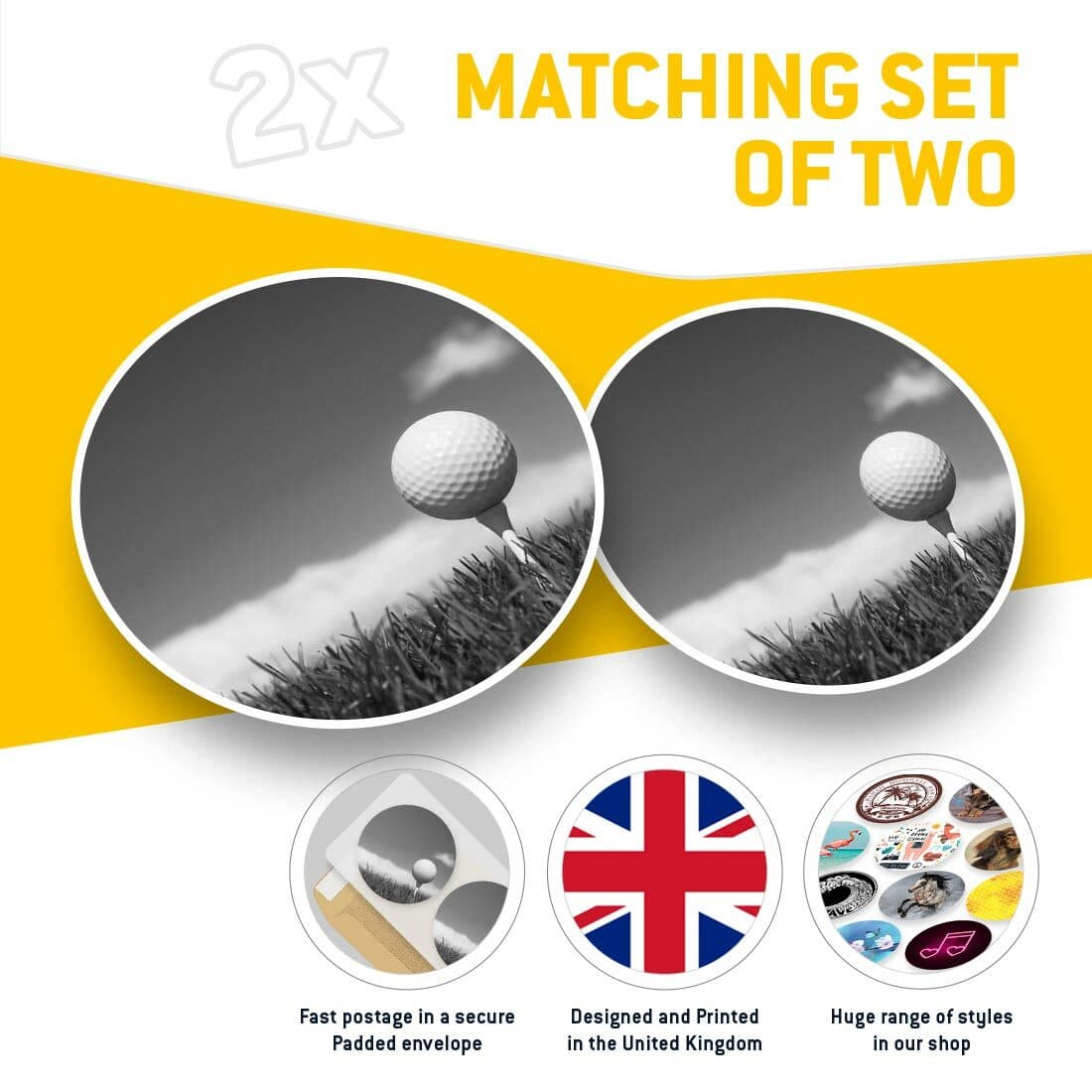 2 x Vinyl Stickers 25cm (bw) - Golf Ball Sports Men's Dad Uncle  #40927 view 2