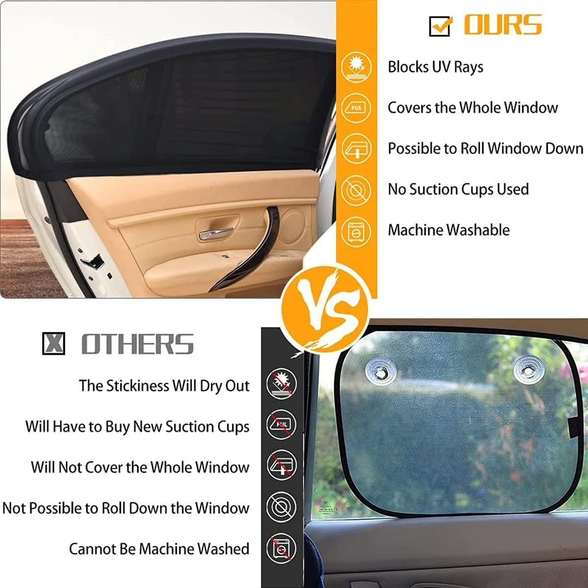 Car Window Shades For Baby| UV Sun Protection For Adults and Pets| Fits Most Cars view 2