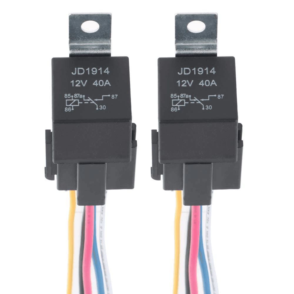 2 Pack 12V 40A Car Relay Harness 5 Pin SPDT for Automotive/Truck/Motor| Contacto