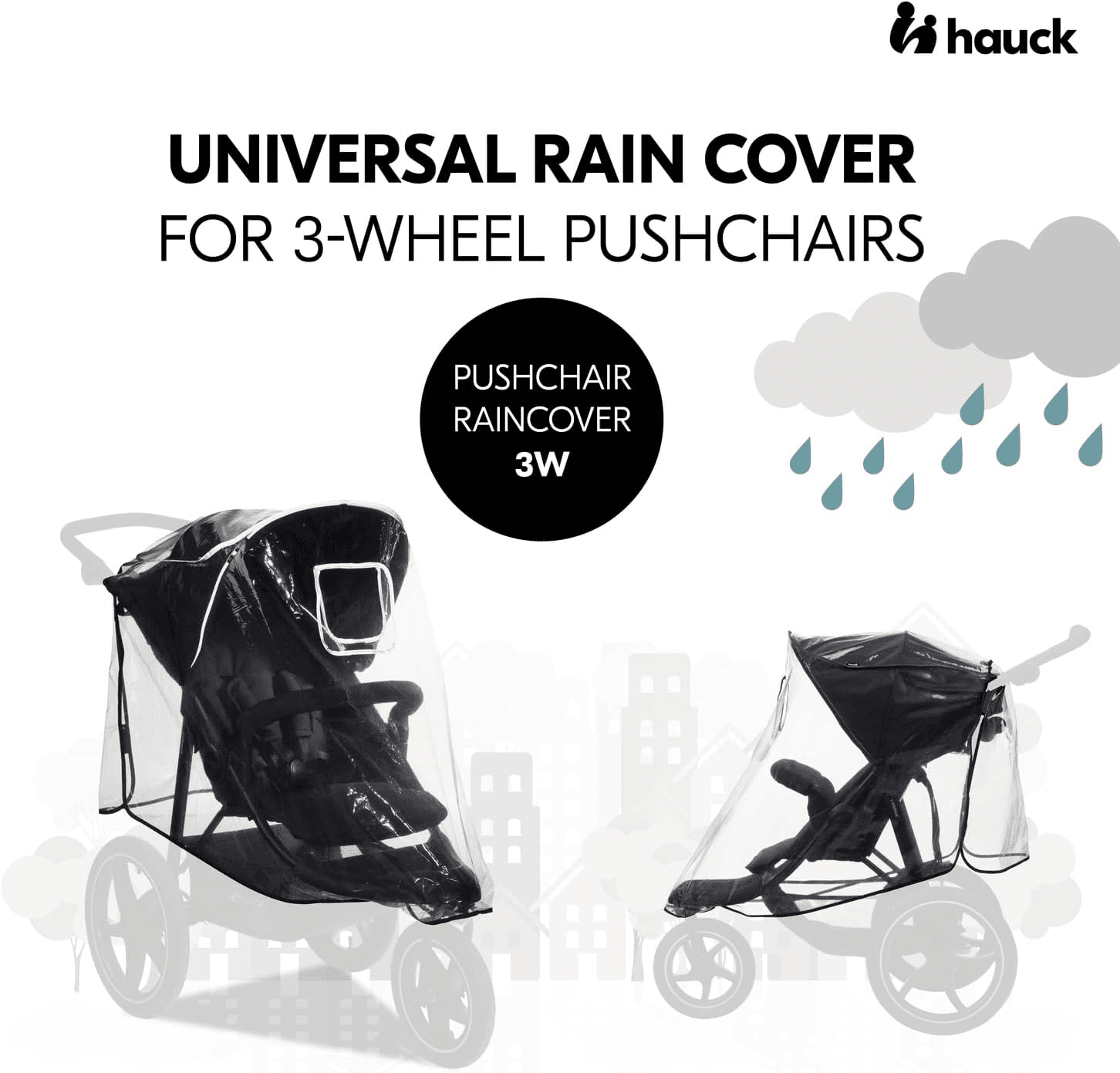 Universal 3 Wheel Raincover| Transparent - Fits 3 Wheeled Stollers| Pushchairs, view 2