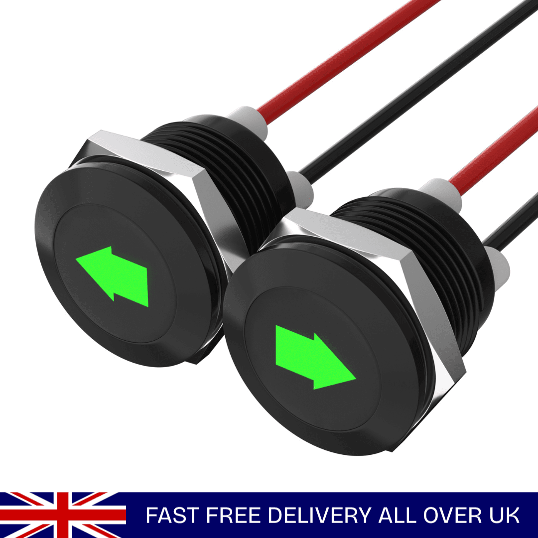 2Mm LED Indicator Pilot Dash Light Single Arrow Symbols 12V Green LED