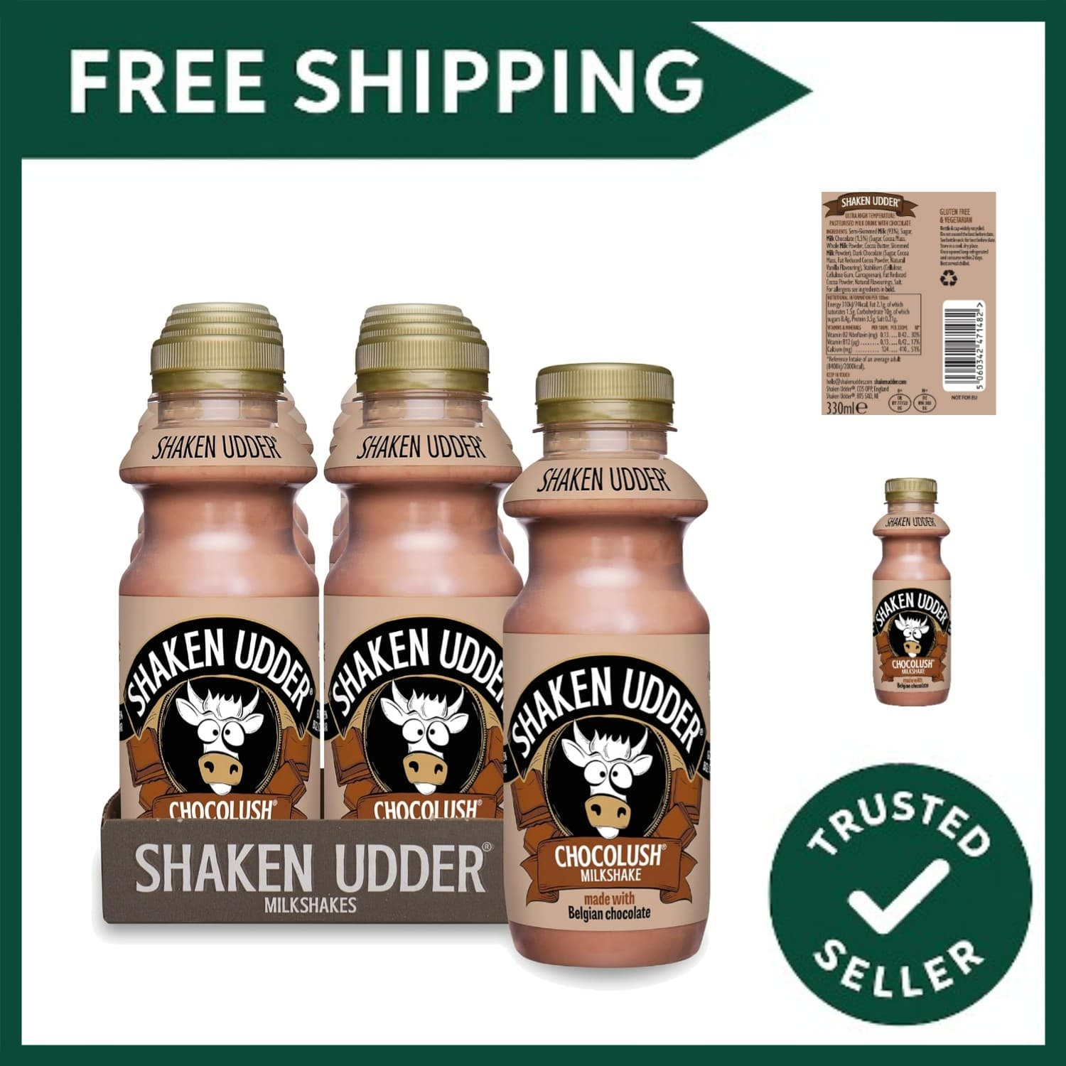Chocolush Milkshake,8 x 330ml,Made with Belgian Chocolate,High in Calcium and P...