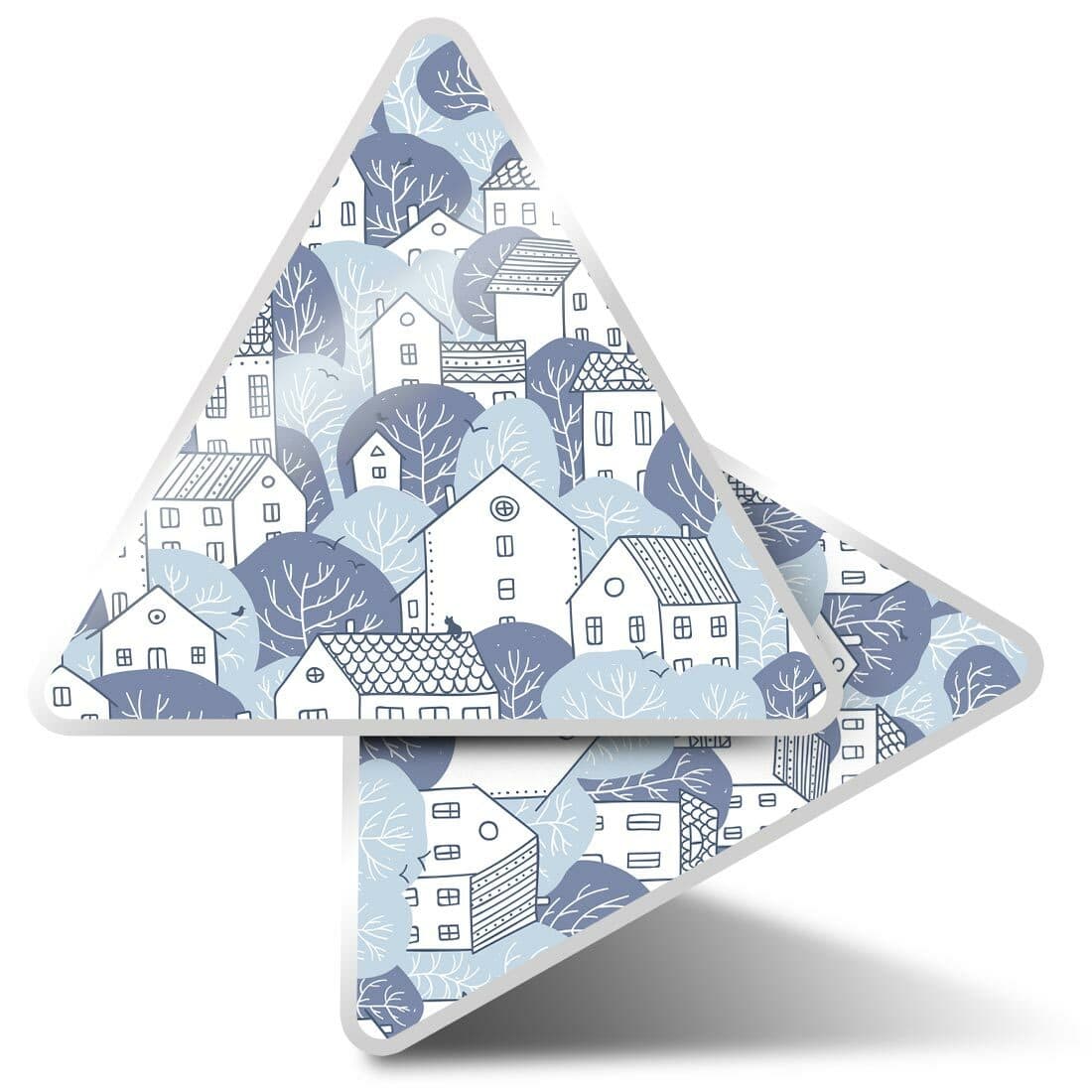2 x Triangle Stickers  7.5cm - Pretty Tree House Pattern Cute Home  #24325
