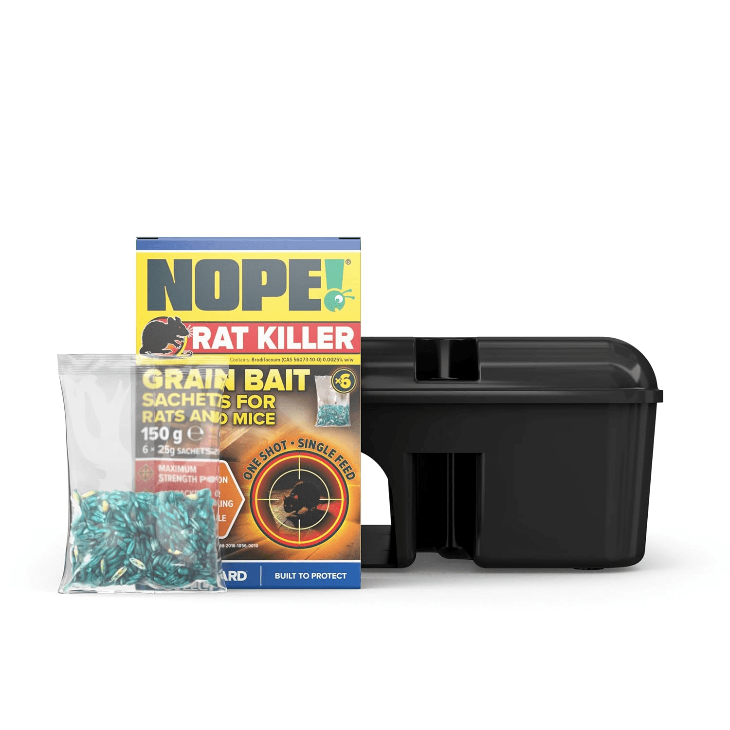 Rat Bait Sachets 6 X 25G with Lockable Bait Box and Key – Rat and Mouse Control Grai