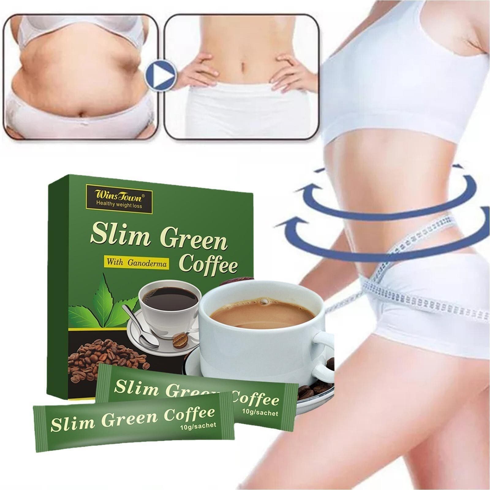 18/36pcs Green Coffe Green Slim Coffee with Ganoderma，fat Burner,weight Loss