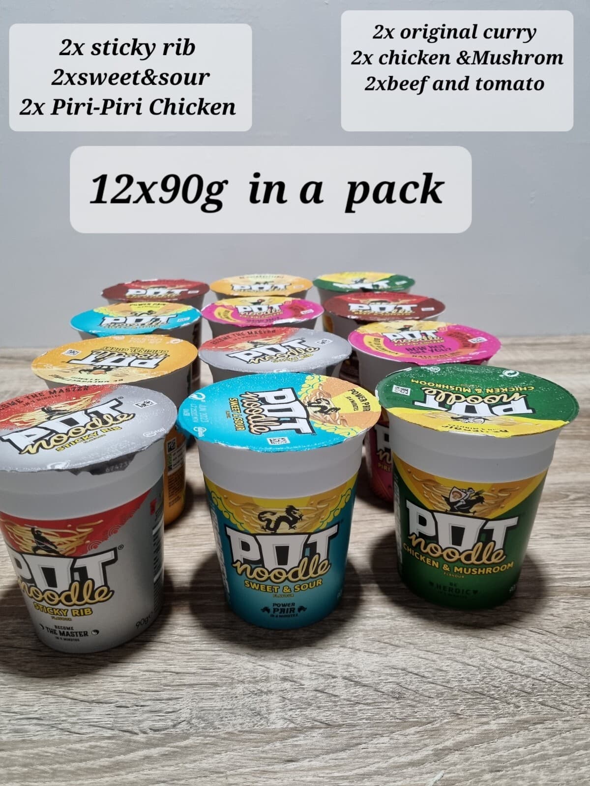 Pot Noodles Multipack Of Flavors 12x90g