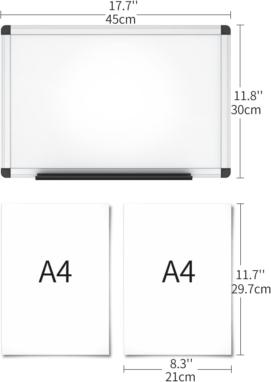 Small Magnetic Whiteboard for Wall 45 X 30 Cm| Dry Erase White Board with 2 Mark view 2