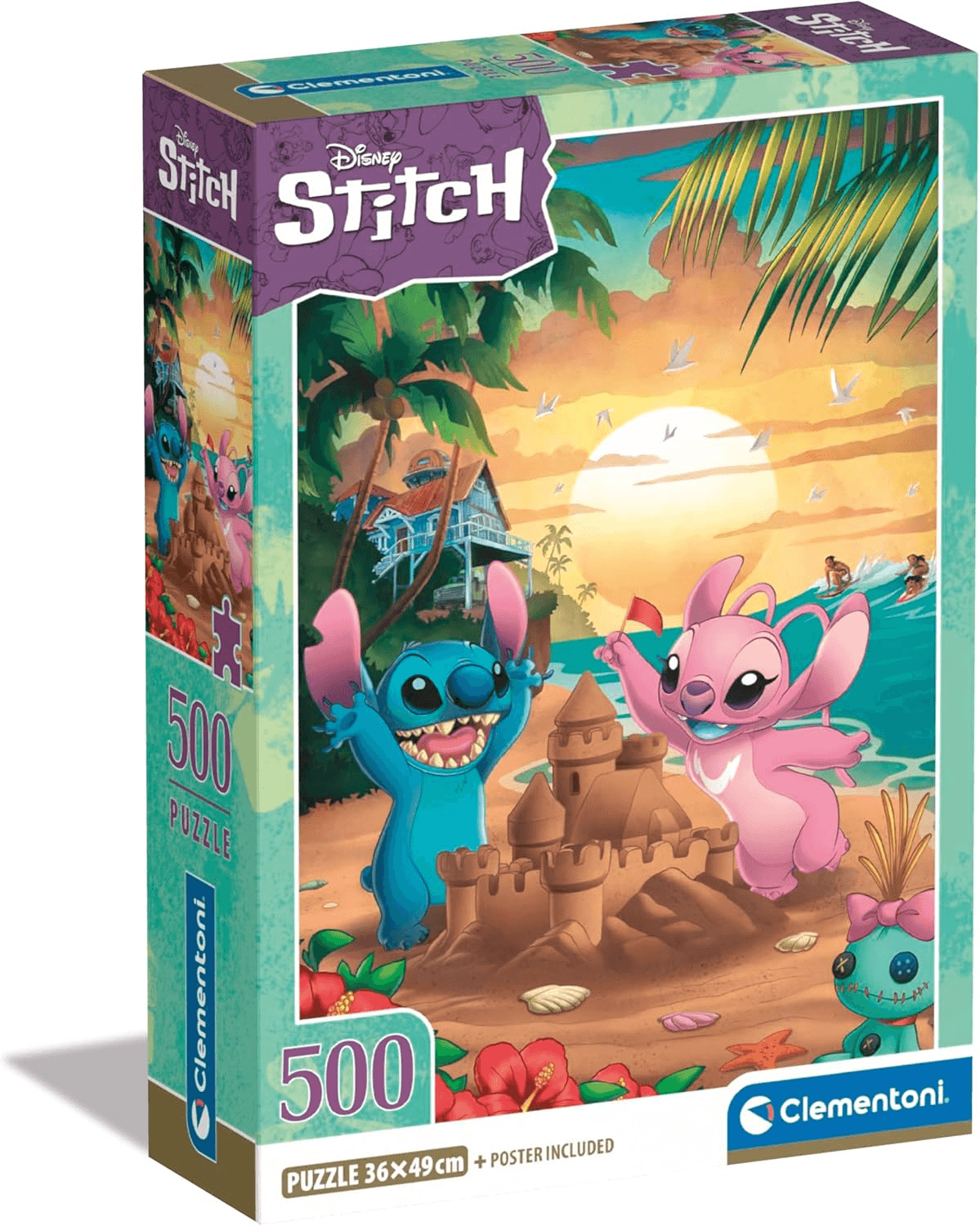 Clementoni Jigsaw Puzzle Cube Disney Stitch 500 Pieces - Compact Box