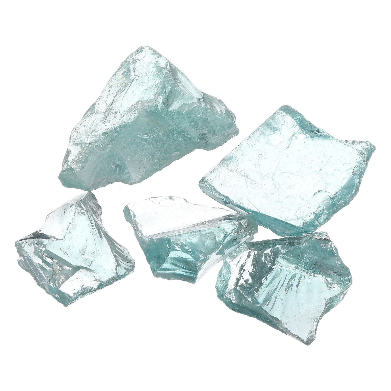 Fire Glass for Fire Pit| 0.9 Pounds Tempered Glass Rocks| 3-5cm| Light Blue