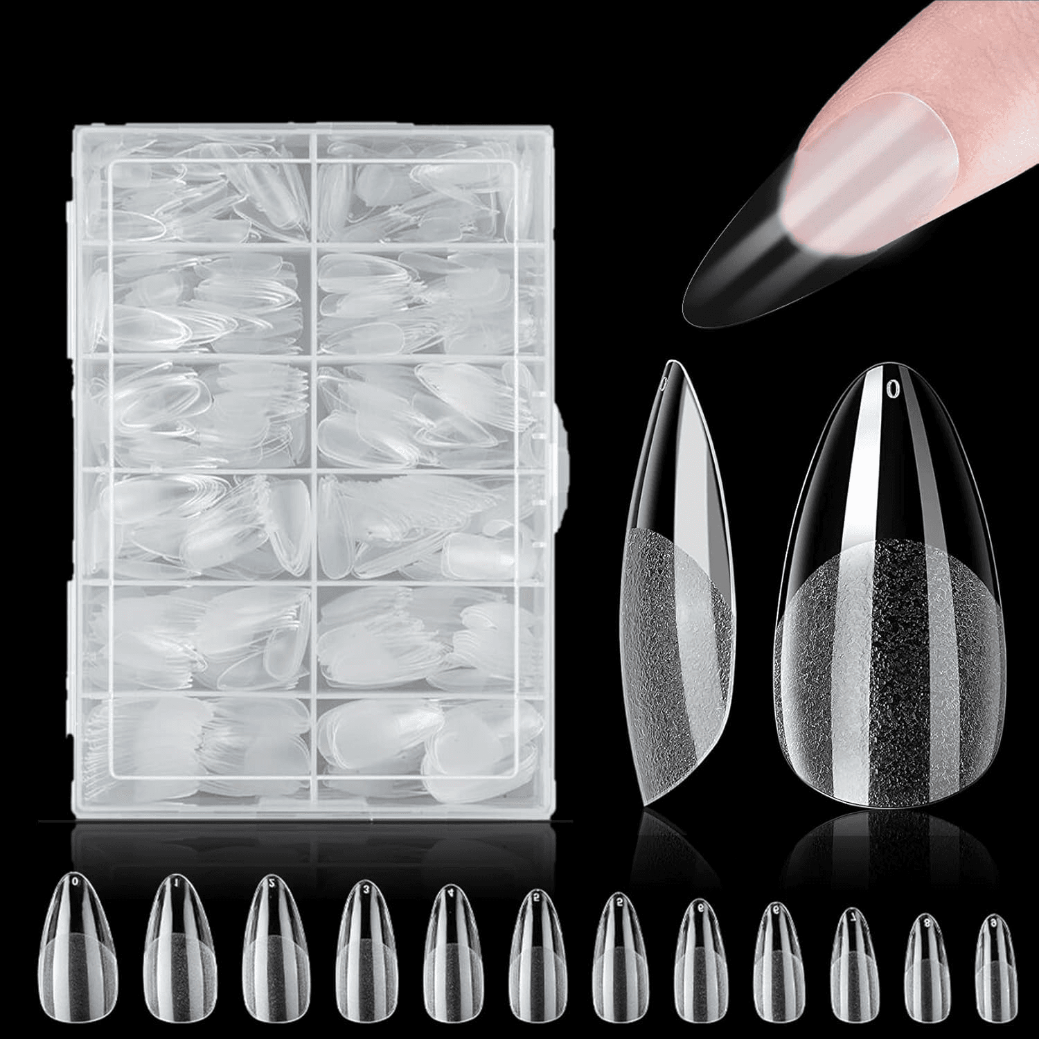 Almond Nail Tips - 420PCS Clear Nail Tips|  Soft Gel Full Cover Nail Tip for Soa