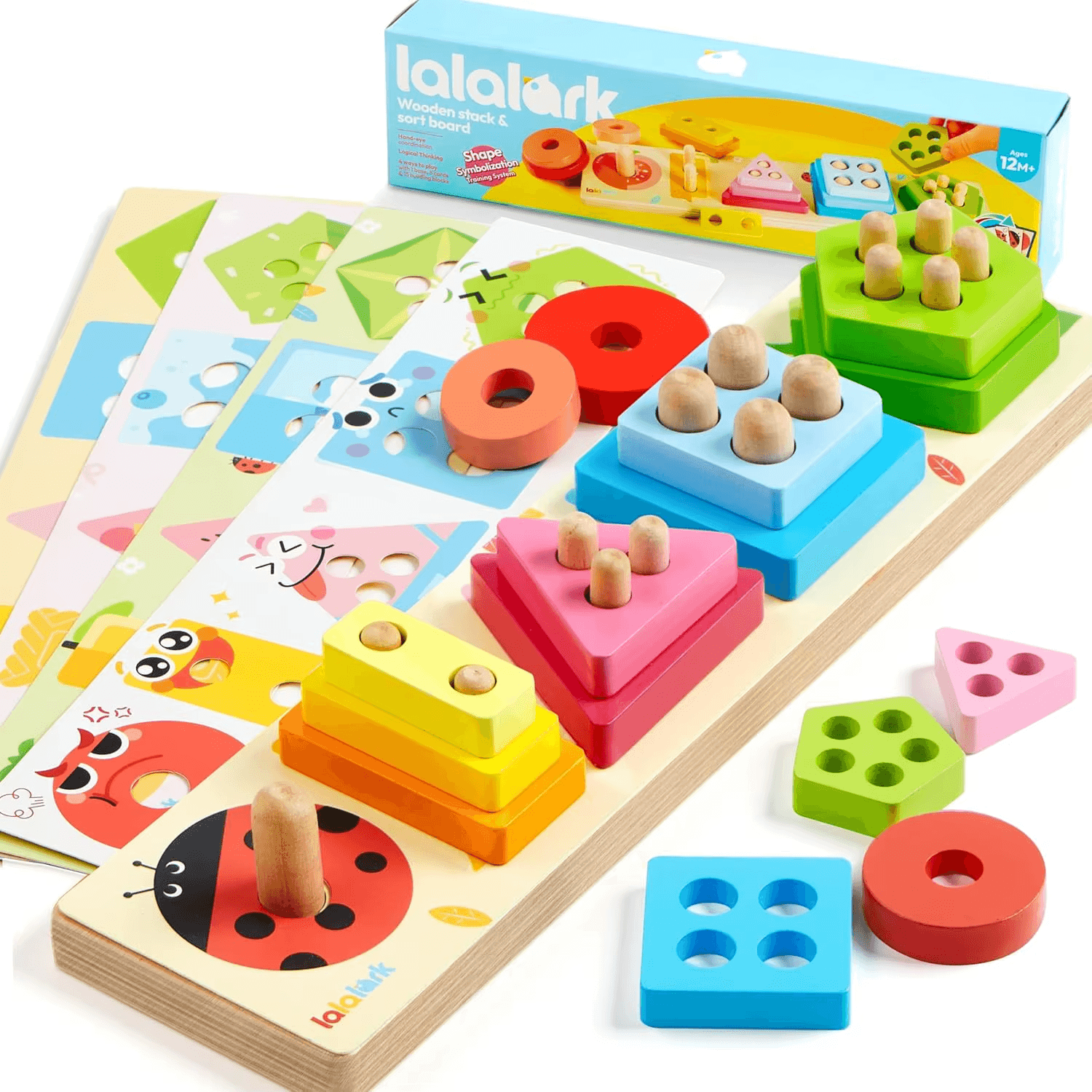 Joyfy Wooden Sorting Stacking Toys Shape Sorter Baby Educational Sensory Toys