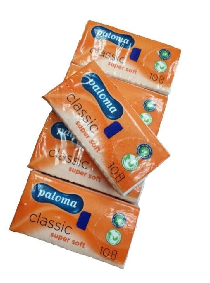 5 PACKS OF PALOMA POCKET TISSUES EMBOSSED 3 PLY SOFT STRONG WHITE TRAVEL PACK